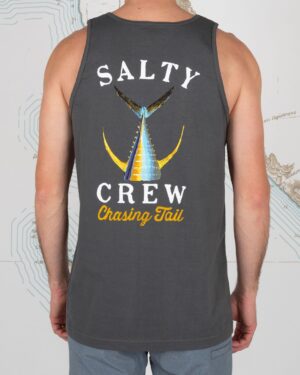 This is an image of Men New Arrivals Tees and Tanks Salty Crew Men’s Tailed Charcoal Tank