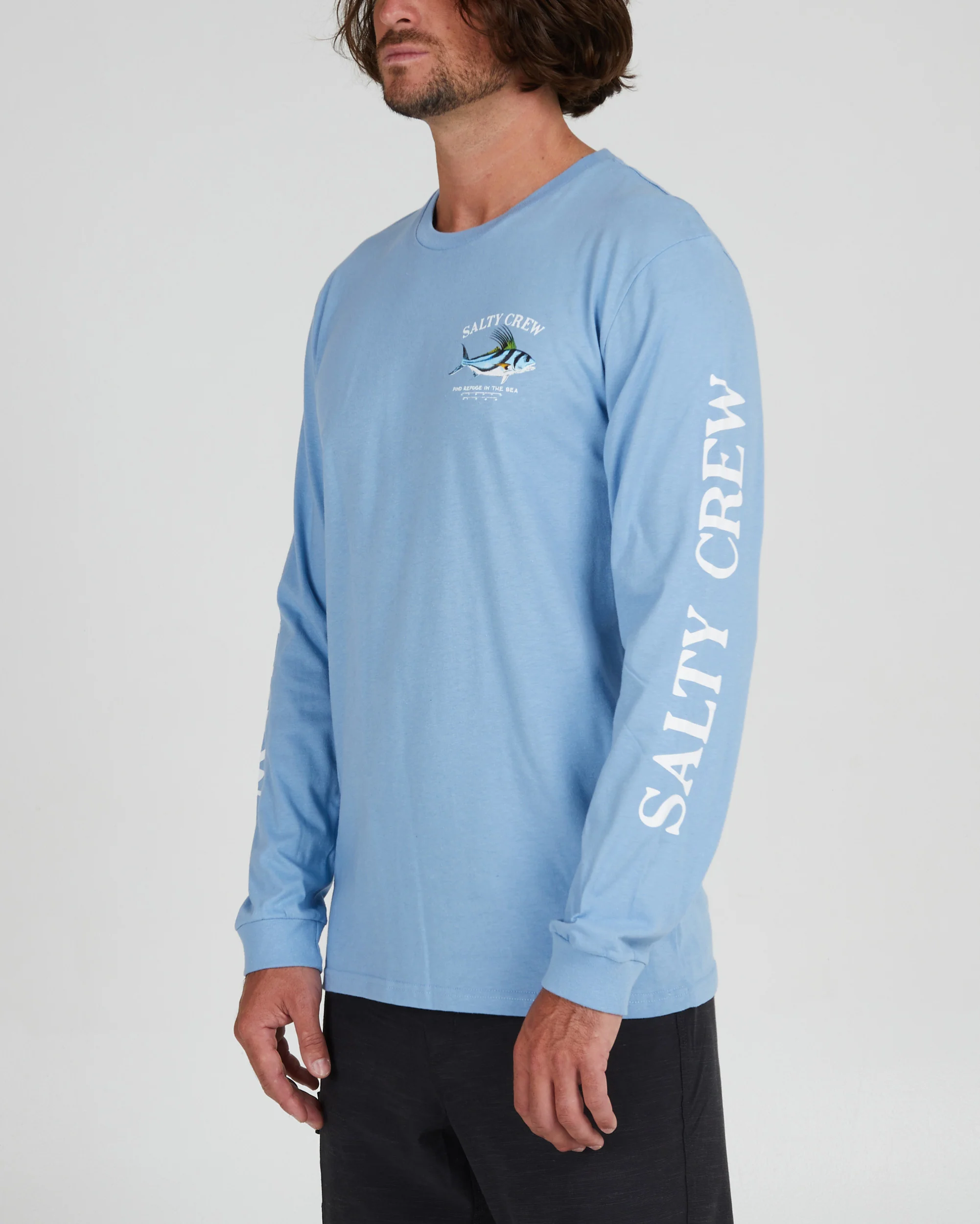 Salty Crew Men's Rooster Marine Blue L/S Premium Tee - Maui Nix Surf Shop