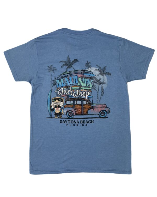 This is an image of Tees Maui Nix Surfboard Woodie Tee