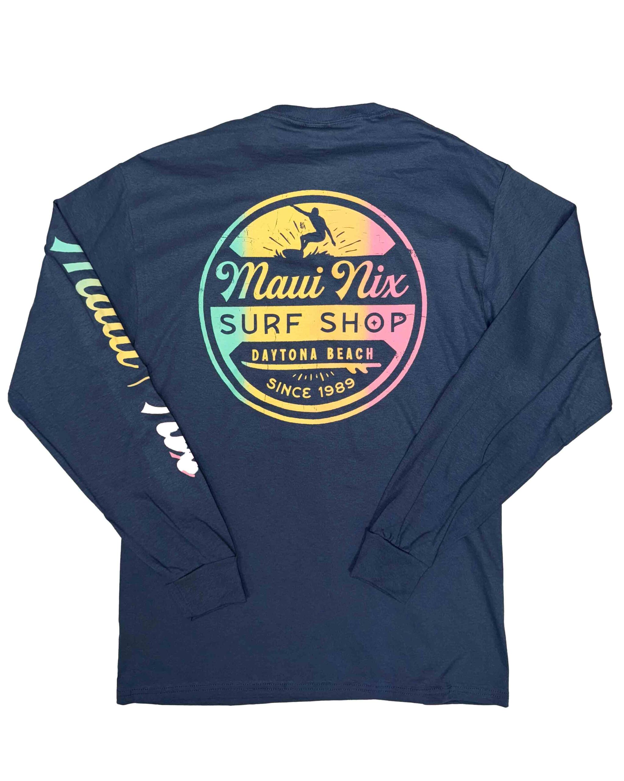 This is an image of Maui Nix Circle Surfer long sleeve tee
