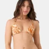 This is an image of Ray Of Sunshine Reversible Tiki Triangle Bikini Top