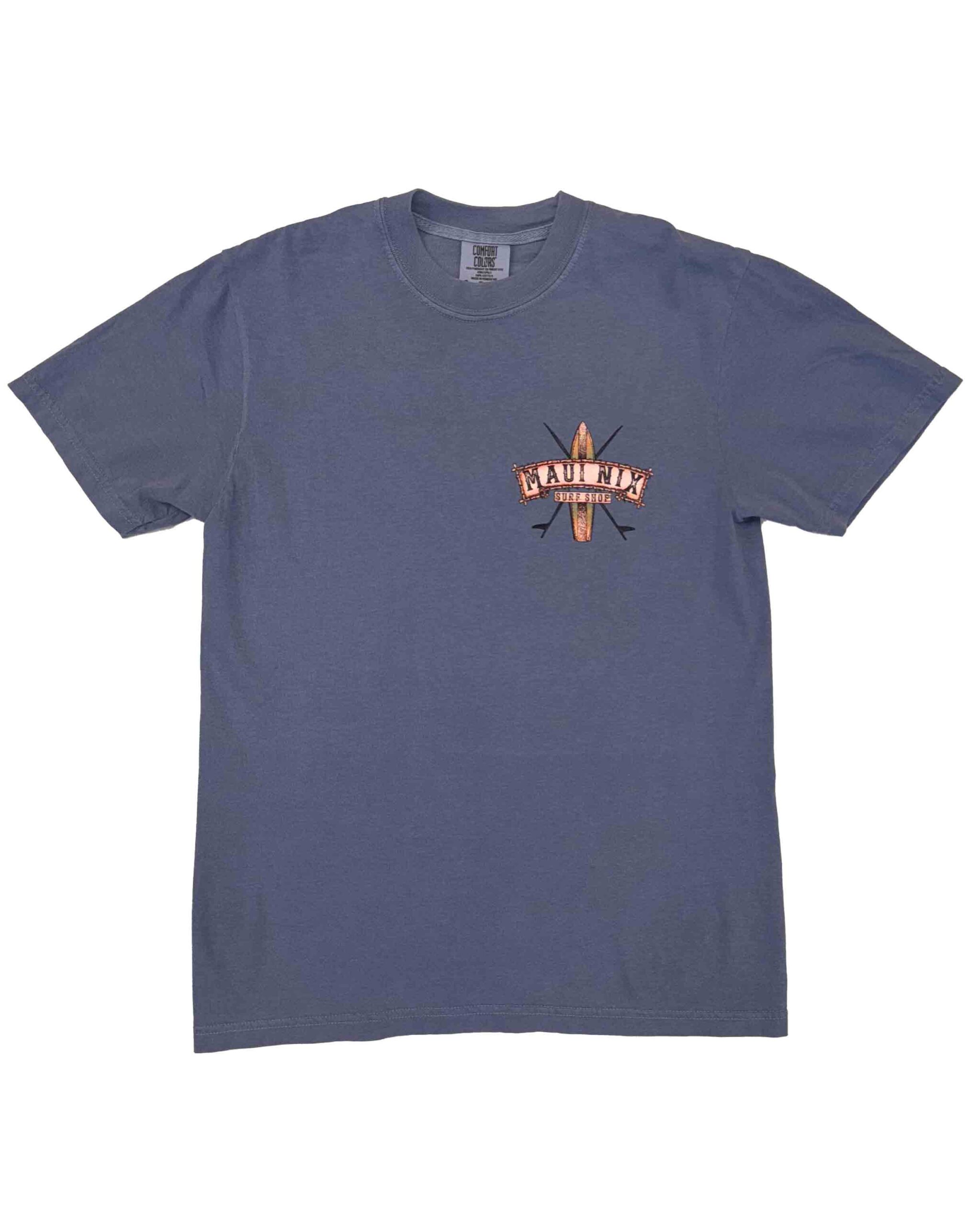 This is an image of Maui Nix Hibiscus & Surfboard tee