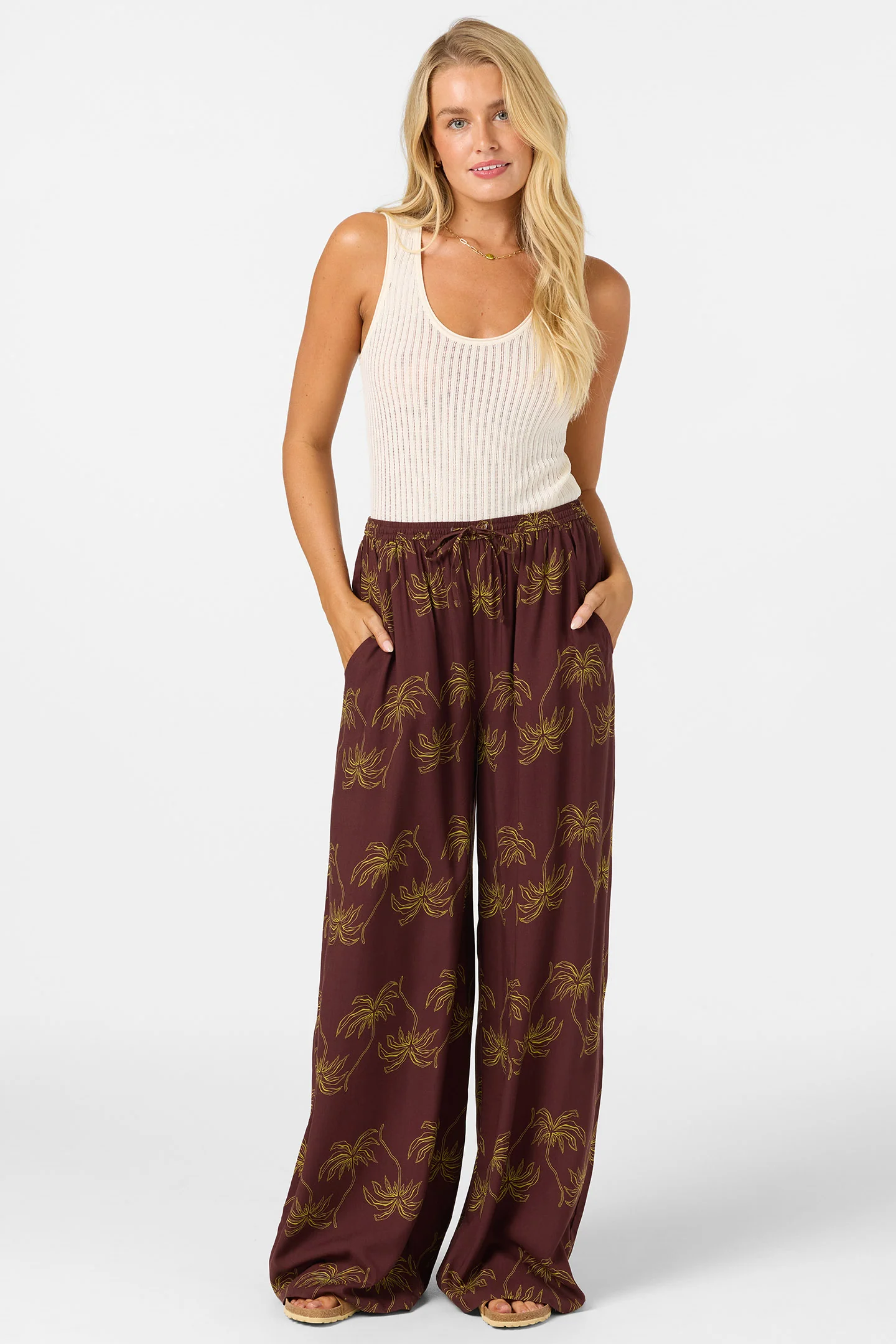 This is an image of Rosalie Palm Stripe Pants