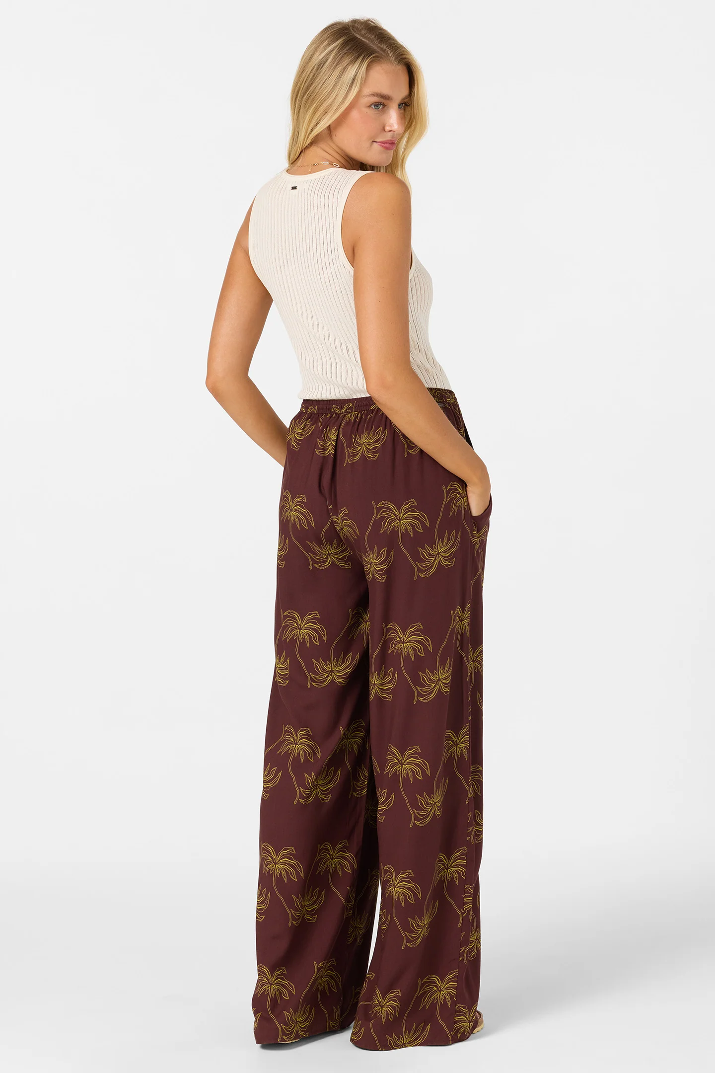 This is an image of Rosalie Palm Stripe Pants